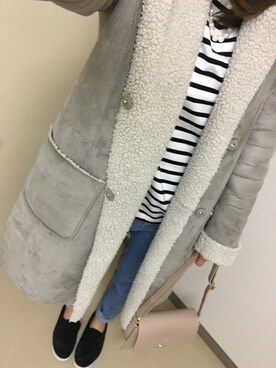 「Another Edition（アナザーエディション）のアイテム（ムートンコート）」を使った、*naaa*さん（レディース・156cm）の冬コーディネート