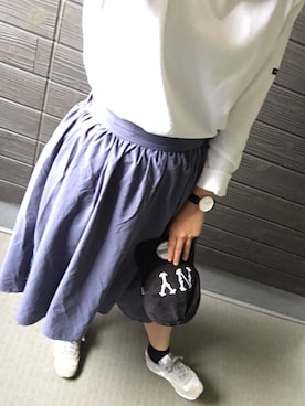 「ひざ丈スカート」｜「アイテム（帽子）」を使った、*naaa*さん（レディース・156cm）の春コーディネート
