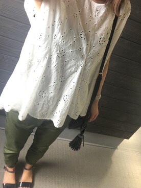 「カーキパンツ」｜*naaa*さん（レディース・156cm）の夏コーディネート