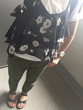 「カーキパンツ」｜*naaa*さん（レディース・156cm）の夏コーディネート