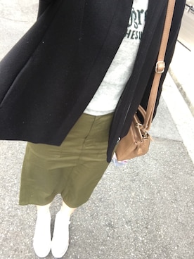 「カーキスカート」｜「アイテム（その他アウター）」を使った、*naaa*さん（レディース・156cm）の秋コーディネート