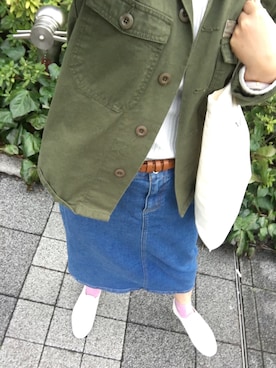 「白いスニーカー」｜「アイテム（ジャケット/アウター）」を使った、*naaa*さん（レディース・156cm）の春コーディネート