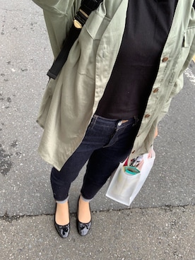 「カーキシャツ」｜「アイテム（バレエシューズ）」を使った、*naaa*さん（レディース・155cm）の夏コーディネート