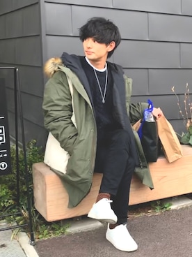 「FRED PERRY（フレッドペリー）のアイテム（モッズコート）」を使った、takaさん（メンズ・170cm）の冬コーディネート