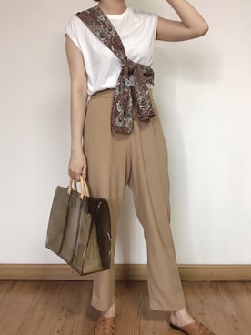 「日系极简」｜「アイテム（サンダル）」を使った、𝚈𝚞𝚒 ♡さん（レディース・168cm）の夏コーディネート