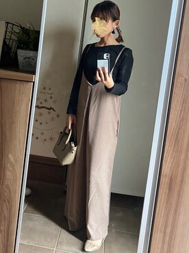 「NET（ネット）のアイテム（サロペット/オーバーオール）」を使った、ゆんさん（レディース・153cm）の秋コーディネート