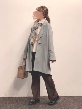 「ローリーズファーム(LOWRYS FARM)」｜「アイテム（チェスターコート）」を使った、なこさん（レディース・163cm）の冬コーディネート