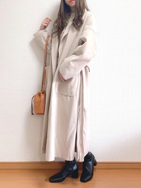 「GRL（グレイル）のリバーロングコート（その他アウター）」を使った、なこさん（レディース・163cm）の冬コーディネート