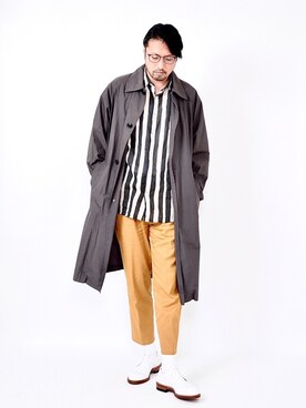「BEAMS（ビームス）のアイテム（ステンカラーコート）」を使った、rose92さん（メンズ・175cm）の春コーディネート