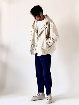 「UP START（アップスタート）のアイテム（モッズコート）」を使った、rose92さん（メンズ・175cm）の春コーディネート