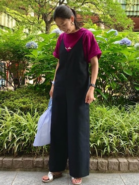 「coen（コーエン）のアイテム（オールインワン・サロペット）」を使った、coenおおさこさん（レディース・163cm）の夏コーディネート