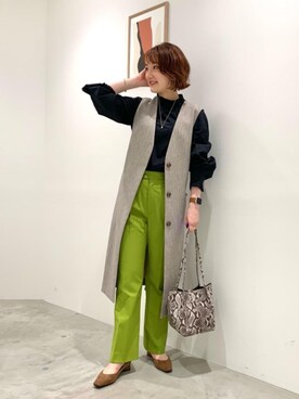 「green label relaxing（グリーンレーベルリラクシング）のアイテム（その他アウター）」を使った、Nonoさん（レディース・159cm）の秋コーディネート