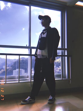 「THE CASUAL（カジュアル）のアイテム（ライダースジャケット）」を使った、まーくんさん（メンズ・170cm）の冬コーディネート