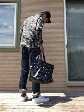 「fragment design（フラグメントデザイン）のアイテム（パンツ）」を使った、max190さん（メンズ・170cm）の春コーディネート