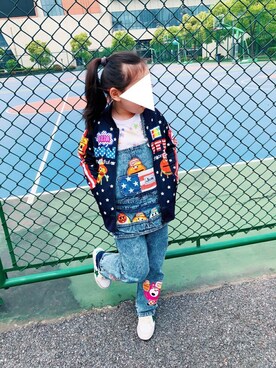「JAM（ジャム）のアイテム（サロペット/オーバーオール）」を使った、Ada❤R🌈さん（キッズ・122cm）の春コーディネート