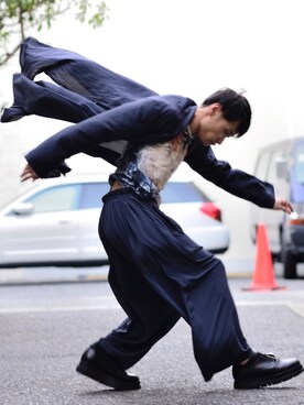 「セットアップ風」｜「アイテム（その他アウター）」を使った、あきらさん（メンズ・163cm）の春コーディネート
