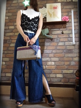 「MOUSSY（マウジー）のWOODEN SOLE SABOT（サンダル）」を使った、Hi_kaさん（レディース・160cm）の春コーディネート