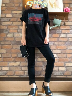 「MOUSSY（マウジー）のWOODEN SOLE SABOT（サンダル）」を使った、Hi_kaさん（レディース・160cm）の夏コーディネート