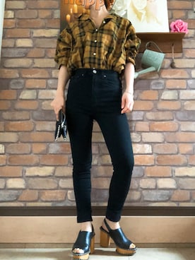 「MOUSSY（マウジー）のWOODEN SOLE SABOT（サンダル）」を使った、Hi_kaさん（レディース・160cm）の夏コーディネート