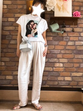 「CORNERS（コーナーズ）のヴィンテージサテンリラックスパンツ（その他パンツ）」を使った、Hi_kaさん（レディース・160cm）の夏コーディネート