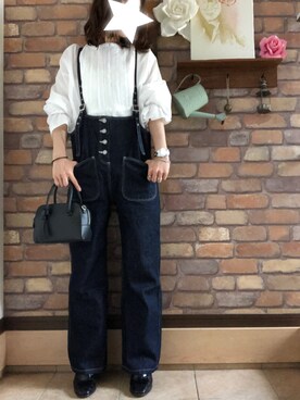 「袖ボリューム」｜「アイテム（オールインワン・サロペット）」を使った、Hi_kaさん（レディース・160cm）の春コーディネート