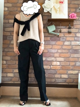 「クレドナ」｜「アイテム（スラックス）」を使った、Hi_kaさん（レディース・160cm）の春コーディネート