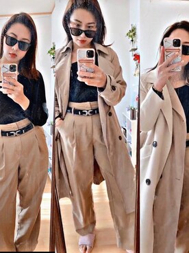 「WEAR」｜「アイテム（その他アウター）」を使った、Hanui90sさん（レディース・163cm）の春コーディネート