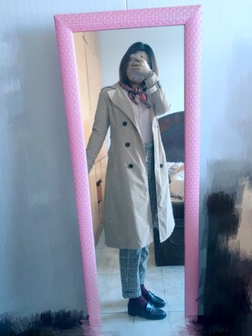 「通勤穿搭」｜「アイテム（トレンチコート）」を使った、大脸猫皮儿さん（レディース・166cm）の秋コーディネート