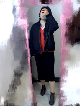 「日常」｜「アイテム（その他アウター）」を使った、大脸猫皮儿さん（レディース・166cm）の冬コーディネート
