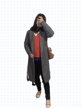 「休闲」｜「アイテム（ダッフルコート）」を使った、大脸猫皮儿さん（レディース・166cm）の冬コーディネート