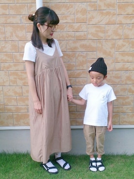「アイテム（腕時計、ブラック系）」を使った、RinRinさん（キッズ・110cm）の夏コーディネート