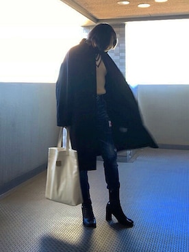 「フォローミー」｜「アイテム（ステンカラーコート）」を使った、光(こう)✦さん（メンズ・170cm）の冬コーディネート