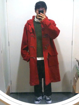 「クリスマス」｜「アイテム（ダッフルコート）」を使った、ryuさん（メンズ・173cm）の冬コーディネート