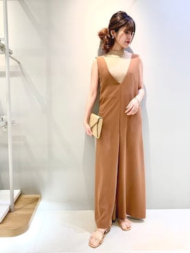 「Rouge vif（ルージュヴィフ）のアイテム（オールインワン・サロペット）」を使った、はしもとまゆさん（レディース・155cm）の春コーディネート