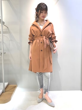 「Rouge vif（ルージュヴィフ）のアイテム（トレンチコート）」を使った、はしもとまゆさん（レディース・155cm）の春コーディネート
