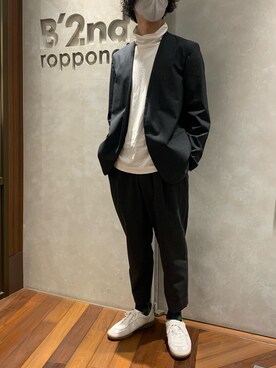 「ATON（エイトン）のアイテム（Tシャツ/カットソー）」を使った、_さん（メンズ・175cm）の秋コーディネート