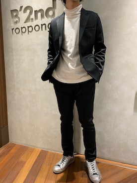 「B'2nd（ビーセカンド）のアイテム（シューズ）」を使った、_さん（メンズ・175cm）の秋コーディネート