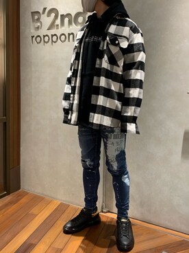 「B'2nd（ビーセカンド）のアイテム（シューズ）」を使った、_さん（メンズ・175cm）の冬コーディネート