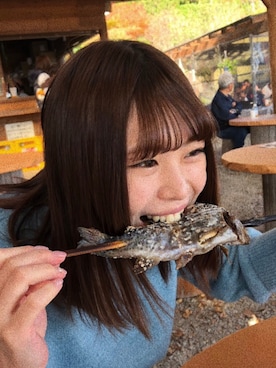 「魚釣り」｜YouTube【りおch】さん（レディース・155cm）の冬コーディネート