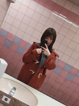 「レディース」｜「アイテム（ダッフルコート）」を使った、YouTube【りおch】さん（レディース・155cm）の冬コーディネート