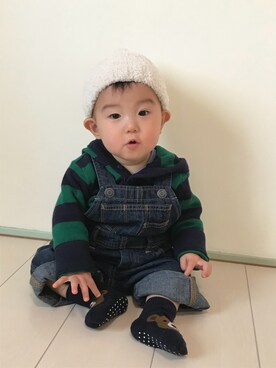 「babygap」｜「アイテム（サロペット/オーバーオール）」を使った、rideさん（キッズ・70cm）の冬コーディネート