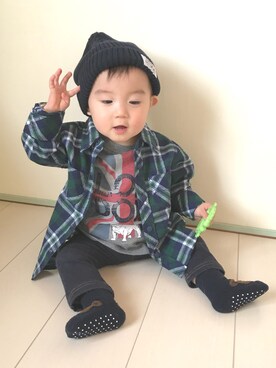 「Baddy Lee（バディリー）のアイテム」を使った、rideさん（キッズ・70cm）の冬コーディネート