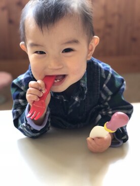 「Baddy Lee（バディリー）のアイテム」を使った、rideさん（キッズ・70cm）の冬コーディネート