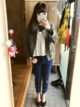 「アイテム（キャミソール、ベージュ系）」を使った、umi**さん（レディース・154cm）の春コーディネート