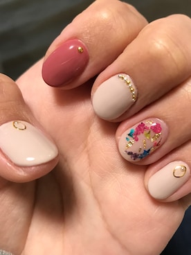 「押し花ネイル」｜umi**さん（レディース・154cm）の春コーディネート