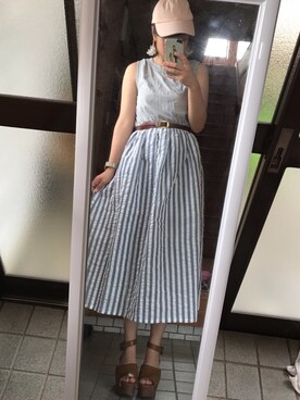 「かすみ草」｜umi**さん（レディース・154cm）の夏コーディネート