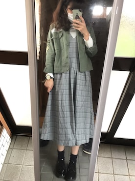 「archives（アルシーヴ）のアイテム（ジャンパースカート）」を使った、umi**さん（レディース・154cm）の秋コーディネート
