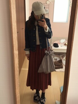 「one after another NICE CLAUP（ワンアフターアナザーナイスクラップ）のアイテム（デニムジャケット）」を使った、umi**さん（レディース・154cm）の冬コーディネート
