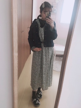 「one after another NICE CLAUP（ワンアフターアナザーナイスクラップ）のアイテム（デニムジャケット）」を使った、umi**さん（レディース・154cm）の春コーディネート