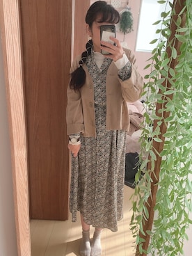 「ノーカラージャケット」｜umi**さん（レディース・154cm）の秋コーディネート